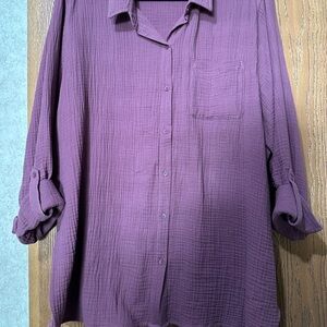 Anne Klein Casual Button Down Shirt in Purple